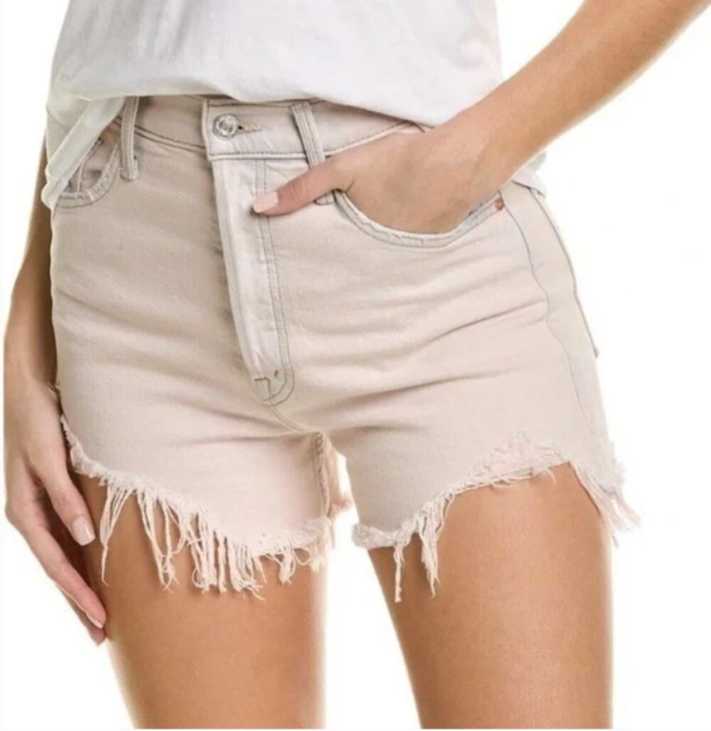 Mother Superior Ultra High Waisted Tomcat Kick Fray Shorts Dunked in Trouble 25